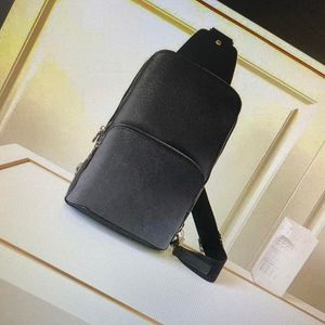 Top Avenue Sling Shoulder Bag Fashion Classic Men Bröst Korsk Kropp Sportig Travel Casual Äkta Läder Kanfastryck Utomhus axlar Väskor