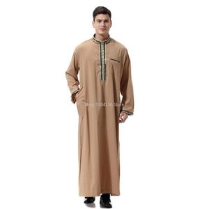 Ethnische Kleidung für Männer, arabisch, aus Dubai, Baumwolle, für Herren, formelle Thobes, langärmelig, muslimische Robe, islamische arabische Kaftan-Gebetskleidung