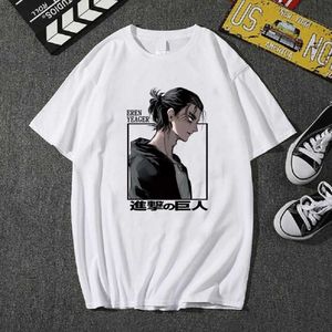 Titan Eren Yeager Anime Moda Rahat Yuvarlak Boyun Kısa Kollu Adam Kadın T-shirt Y0809