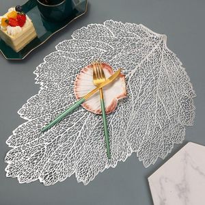 Wholesale silver placemats for sale - Group buy Mats Pads Gold And Silver Leaf Wisps Of Empty Stamping Placemat Living Room Table Top Decoration For Kitchen