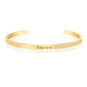 Fearless Engraved Positive Inspirational Citat Bangles Manschett Armband Charm Bangles För Kvinnor Personlighet Smycken Q0719