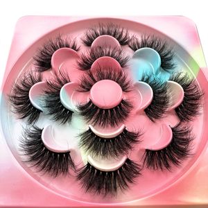 Atacado Faux Mink Eyelashes Fluffy Crossed Dramatic Wispy Luxo Longo Handmade Falso Lash Volume Suave Reutilizável 7 Pares Cílios Pacote