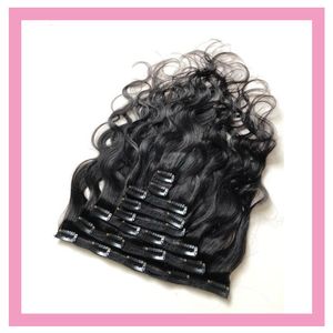 マレーシアの人間のヘアエクステンションヘアのクリップ8-24inch 100gのボディウェーブクリップ