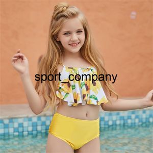 Girasole Costumi da bagno per bambini Set bikini estivi in due pezzi Body per adolescenti per bambini Costume da bagno giallo per bambine 2021