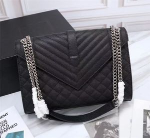 2021 Bolsa de designer de luxo ENVELOPE bolsa feminina de couro genuíno de alta qualidade com ombro em corrente Bolsas clássicas com aba dupla 487206 487198 24cm,31cm