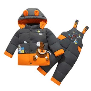 -30 parka kapüşonlu erkek bebek tulum kış aşağı ceket sıcak çocuklar ceket çocuk snowsuit kar toddler kız elbise giyim seti H0909