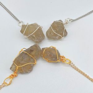 Irregular Natural Crystal Stone Gold Silver Plated Handmade Necklaces Women Men Pendant Original Styles Decor Energy Jewelry