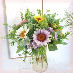Dekorative Blumenkränze, 1 Bündel schöne Sonnenblumen-Hortensien, hochwertige künstliche Blumen, Hausgarten, Party, Hochzeit, Dekoration, DIY S