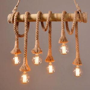 Pendant Lamps Bamboo Lights Personality Loft Rope Light For Kitchen Cafe Bar Decor Wwood