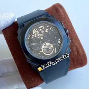 41mm Octo Finissimo 103295 OS Quartz Chronograph Mens Watch Stopwatch Skelett PVD Svart Stålväska Gummi Rem Sport Klockor Hello_Watch G26A (1)