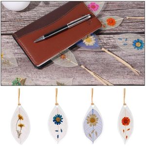 Bookmark 1 Pack Dried Flowers Leaf Shaped Transparent Vein Pressed Floral Reading Page With Raffia Tassel For Reader