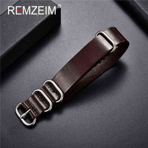 REMZEIM Nato ZULU Retro Genuine Leather Watchbands Replacement Watch Straps Oily Band Bracelets 18mm 20mm 22mm 24mm Strap H1123