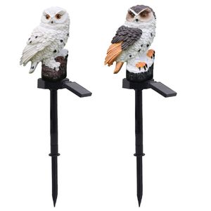 Sol Power LED Owl Lawn Light Home Outdoor Yard Landskap Trädgårdslampa Vattentät - Vit