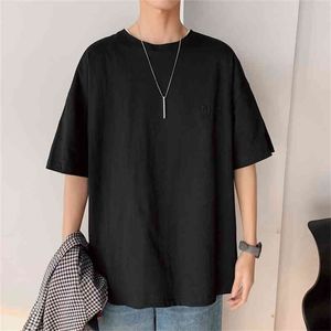 Short Sleeve Black White Loose T Shirt Men'S Summer Classic Solid Tshirt Top Tees Casual Clothes Plus OverSize M-5XL O NECK 210716