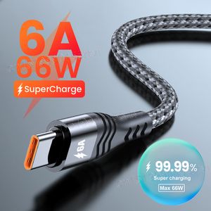 Cavo USB tipo C 6A 66W SCP per Huawei Mate 40 Pro 5A Cavo dati per caricabatterie USB C a ricarica rapida per Xiaomi