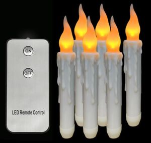 6pcs/set LED Flameless Candles Battery Operate Lamp Dipped Flickering Electric Pillar Candles Wedding Party Decoration SN3230