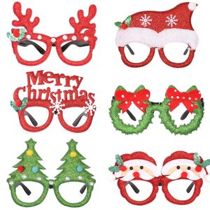 Glitter Christmas Glasses Frames Xmas Decoration Costume Eyeglasses for Party Holiday Favors Photo Booth, One Size Fits All
