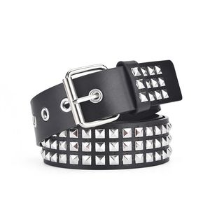 Moda Pirâmide Band Rivet Studded Cinto Homens Mulheres Punk Rock com Pin Buckle Hardware Jeans Designer Feminino Cintura Cintos