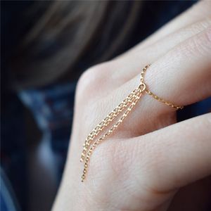 ミニマリズムタッセルリング14KゴールドフルナックルジュエリーAnillos Mujer Bague Femme Boho女性用