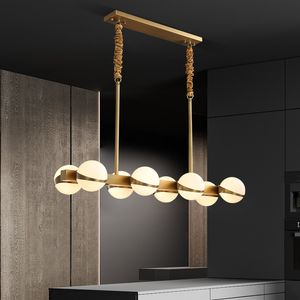 Lâmpadas de pendente de cobre modernas para sala de jantar Nordic Bried Ball Candelabro Loja Interior Luminária de Haning / Suspensão