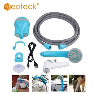 Neoteck Wireless Portable Outdoor USB Rechargeable Shower Head Water Nozzle Sport Travel Caravan Van Car Washer Camping Shower H1209