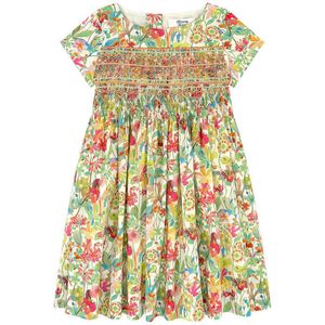 Miúdos Mão Smock Bordado Vestidos Florais Meninas Verão Vintage Vintage Smocked Frocks Crianças Boutique Smocking A Line Dress Roupas 210615