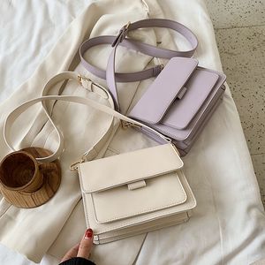 أكياس crossbody بلون بو الجلود للنساء الصيف حقائب اليد بسيطة الأزياء والمحافظ الكتف الإناث