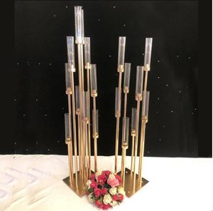 Party Decoration 10PCS Metal Candle Holder Candlestick Flower Vase Wedding Table Centerpiece Candelabra Pillar Stand Road Lead