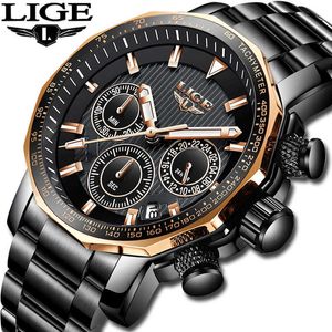LIGE Mens Watches Top Brand Luxury Men's Waterproof Military Sports Watch Men All Steel Quartz Clock Relogio Masculino 210527