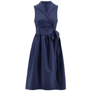 Women's Elegant Tie Dress Deep V-neck Short Sleeve Waist Sleeveless Lapel Slit Large Y1006