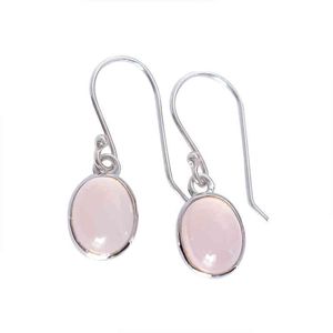 Wholale Minimalist Jewelry Rose Quartz Gemstone 925 Sterling Sier Hook Earrings