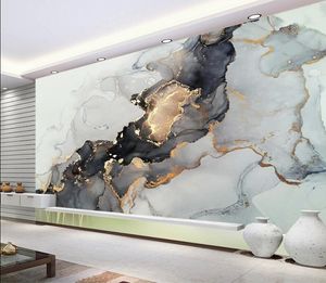 Custom silk wallpaper fashion classic blue abstract ink stone TV background home decoration painting