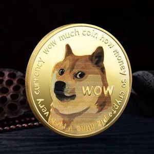 2021 ZB64 Collectable Andra Mode Accessoarer Dubbelsidig Metallfärg Badge Anpassad Hund Minnesmynt Dogecoin Medal Utländsk Trade Collection Gift