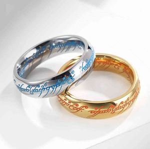 Lord Rings оптовых-Мужское кольцо светящиеся золотая нержавеющая сталь внутренняя и внешняя волшебная узор Господь необычные S Cool Party Party оптом