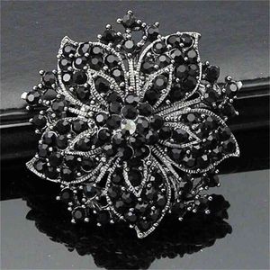 ing Elegante schwarze Kristall-Blumen-Hochzeits-Brautkleid-Pin-Broschen, besonderer Schmuck, Geschenk, Vintage-Brosche für Frauen