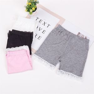 Famli 3 teile/los Mädchen Sicherheit Unterwäsche Kinder Sommer Strand Tragen Kinder Feste Spitze Baumwolle Dünne Shorts Korte Legging Meisje 210723