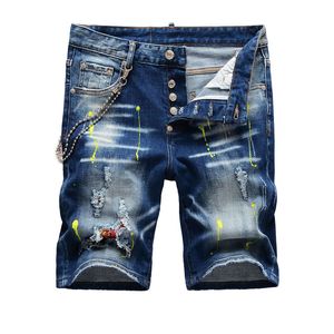 Männer Painted Denim Shorts Jeans Sommer Tasche Große Größe Casual Distressed Löcher Slim fit männer Kurze Hosen Hosen DY1112