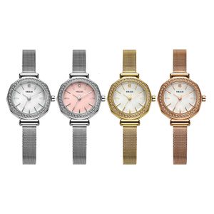 Blue Dial Lady Watch Luxo Relógio de Pulso Rosa Aço Ouro MH Quartz Mulheres Assista