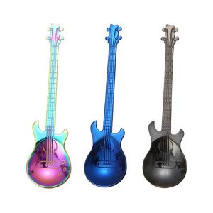 2021 Nova Guitarra de Aço Inoxidável Bass Colher Instrumentos Musicais Misturando Colheres de Café Casa Cozinha Jantar Talheres Jantar Socher Spoion Navio