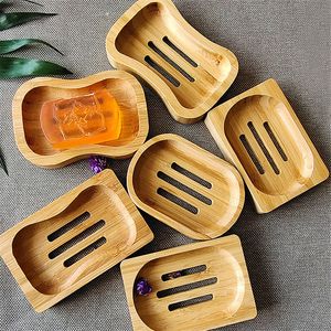 Natural Bamboo Soap Container Dish Soap Organizer Tray Holder Box Bathroom Wash Shower Soap Dishes Storage Boxes