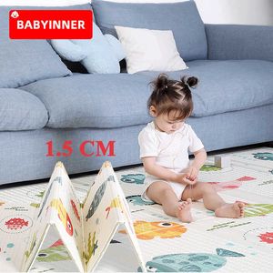 Babyinner XPE Składane Dziecko Play Mata 1.5 cm Zagęszczona dwustronna kreskówka Maty podłogowe gospodarstwa domowego Maty do gry dla dzieci Dywan dla dzieci 210724