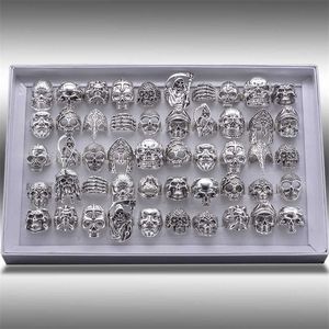 20pcs Skull Ring Punk Vintage Skeleton Rings Gold/Black Mens Mixed Rings Jewelry Wholesale Lots Party Gift 211012