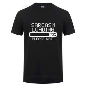 Sarkazm Ładowanie T-shirt Sarkastyczny żart Humor Gra Geek Śmieszne Prezent Urodzinowy Dla Mężczyzn Krótki Rękaw Okrągły Neck Bawełniany T Shirt 210629