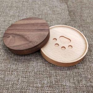 Wholesale round wooden coasters for sale - Group buy Mats Pads Round Wood Thick Heat Resistant Pad Wooden Potholder Cup Coasters Pot Bowl Mat Tableware Placemat Coffee Mark