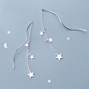 925 Sterling Silber Mode Geometrische Quaste Lange Tropfen Ohrringe für Frauen Kreative Hochzeit Schmuck Geschenke