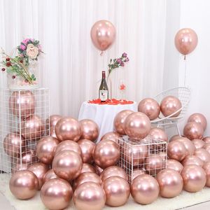 50pcs Rose Gold Metal Balloon Happy Birthday Party Decoration Wedding Bedroom Background Wall Balloon