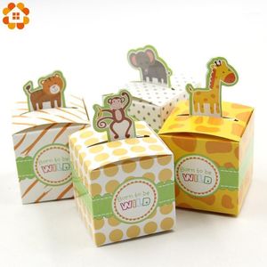 Gift Wrap 12PCS/Lot 4 Types DIY Safari Animal Candy Gifts Box Boy/Girl Kids Birthday Baby Shower Favors Decoration Event & Party Supplies