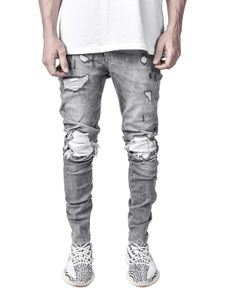 Zerrissene Slim-Fit-Jeans für Herren, bemalte Herrenjeans, Patch-Beggar-Hose, Jumbo-Herren-Hip-Hop-Hose, Größe S-4XL