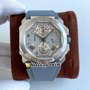41mm Octo Finissimo OS Quartz Chronograph Mens Watch Stopwatch Szkielet Titanium Steel Case Gray Dial i Gumowa Pasek Zegarki Hello_watch G26A