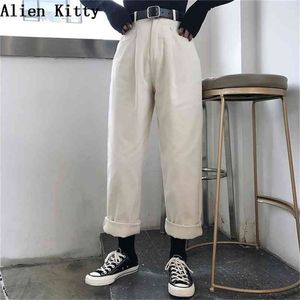 Alien Kitty Loose High Waist Thin Women Pants Spring Autumn Femme Fashion Simple Casual Solid Pant Girls All-Match Fresh 210915